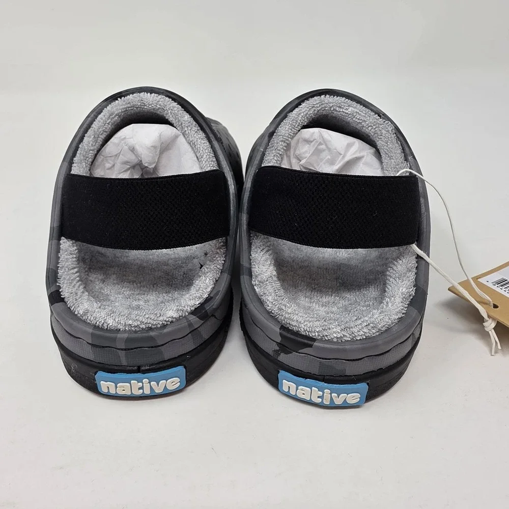 New! Native Jefferson French Terry Toddler Slip On Shoes Grey Black US C6